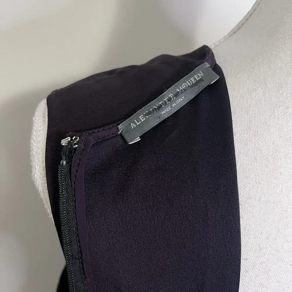 Alexander McQueen Dark Purple Peplum Top IT 44 Sleeveless Designer Blouse Italy